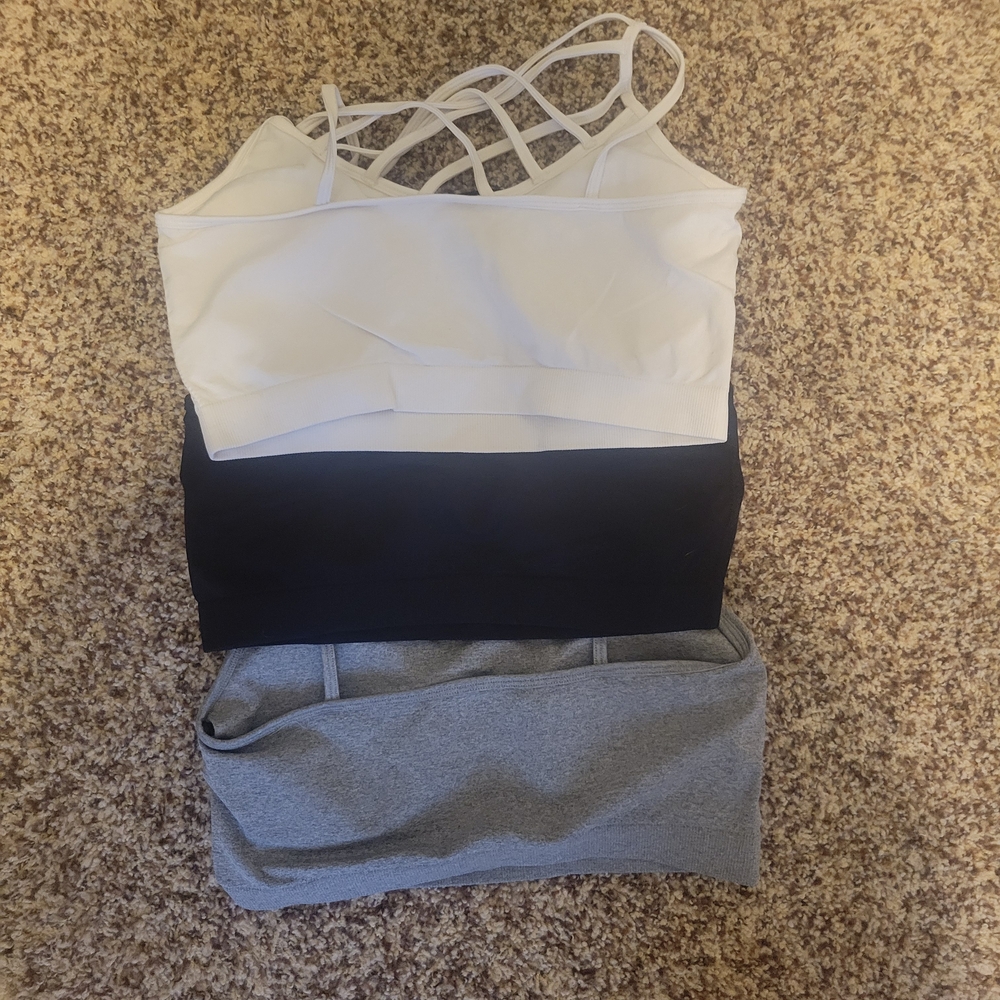 *LAST CHANCE* White, Black, and Gray Strappy Sports Bras